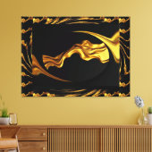 Opulent Swirl Liquid Gold and Black Monochrome Art Leinwanddruck (Insitu (Wohnzimmer))