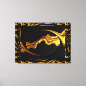Opulent Swirl Liquid Gold and Black Monochrome Art Leinwanddruck (Vorderseite)