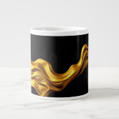Opulent Swirl Liquid Gold Black Monochrom Designer Jumbo-Tasse (Vorderseite)