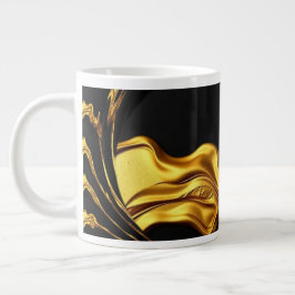 Opulent Swirl Liquid Gold Black Monochrom Designer Jumbo-Tasse
