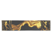 Opulent Swirl Liquid Gold Black Monochrom Designer Kurzer Tischläufer (Horizontal)