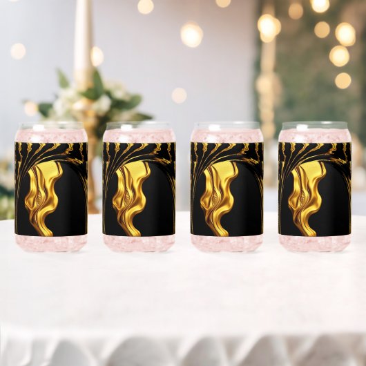 Opulent Swirl Liquid Gold Black Monochrome Achempo Dosenglas (Insitu (Hochzeit))