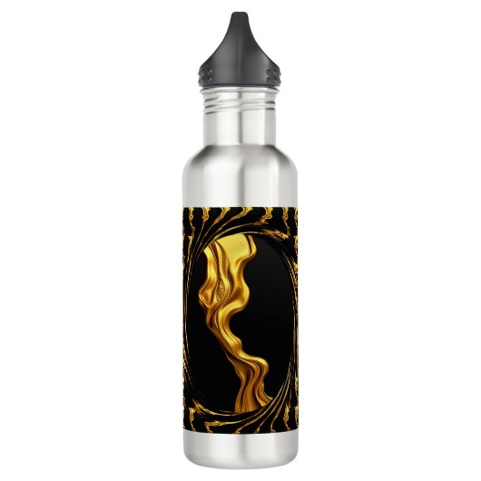 Opulent Swirl Liquid Gold Black Monochrome Achempo Edelstahlflasche (Links)