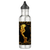 Opulent Swirl Liquid Gold Black Monochrome Achempo Edelstahlflasche (Rechts)