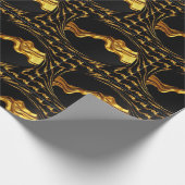 Opulent Swirl Liquid Gold Black Monochrome Achempo Geschenkpapier (Ecke)