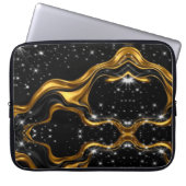 Opulent Swirl Liquid Gold Black Monochrome Achempo Laptopschutzhülle (Vorderseite)