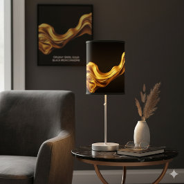 Opulent Swirl Liquid Gold Black Monochrome Art  Leinwanddruck