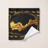 Opulent Swirl Liquid Gold Black Monochrome Christi Badhandtuch Set (Waschlappen)