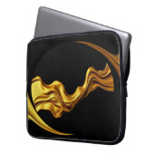 Opulent Swirl Liquid Gold Black Monochrome Christi Laptopschutzhülle (Vorderseite Links)
