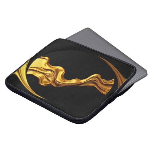 Opulent Swirl Liquid Gold Black Monochrome Christi Laptopschutzhülle (Vorne Oben)