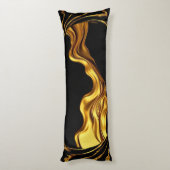Opulent Swirl Liquid Gold Black Monochrome Christi Seitenschläferkissen (Rückseite (Vertikal))