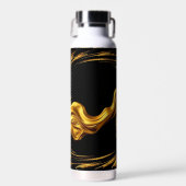 Opulent Swirl Liquid Gold Black Monochrome Christi Trinkflasche (Vorne)