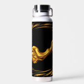 Opulent Swirl Liquid Gold Black Monochrome Christi Trinkflasche (Rückseite)