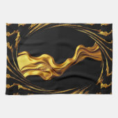 Opulent Swirl Liquid Gold Black Monochrome Design Geschirrtuch (Horizontal)