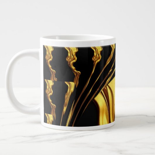 Opulent Swirl Liquid Gold Black Monochrome Design Jumbo-Tasse (Links)