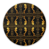 Opulent Swirl Liquid Gold Black Monochrome Designe Keramikknauf (Vorderseite)