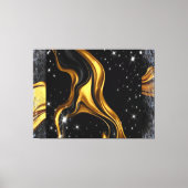 Opulent Swirl Liquid Gold Black Monochrome Designe Leinwanddruck (Vorderseite)