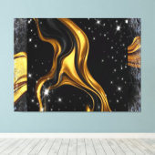 Opulent Swirl Liquid Gold Black Monochrome Designe Leinwanddruck (Insitu (Holzboden))