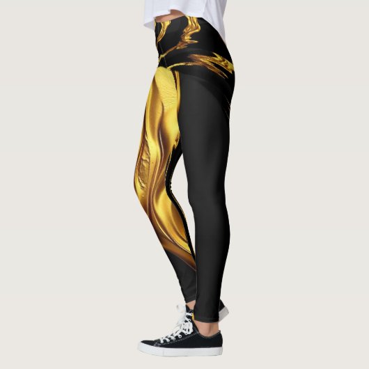 Opulent Swirl Liquid Gold Black Monochrome  Leggings (Links)