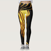 Opulent Swirl Liquid Gold Black Monochrome  Leggings (Vorderseite)