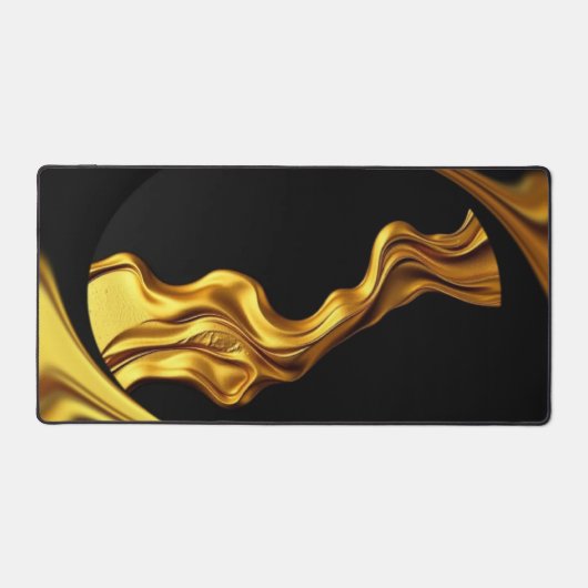 Opulent Swirl Liquid Gold Black Monochrome Schreibtischunterlage (Vorderseite)