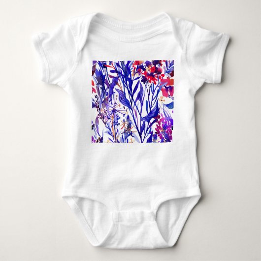 Opulent Watercolor Florals: Garten Hintergrund. Baby Strampler (Vorderseite)