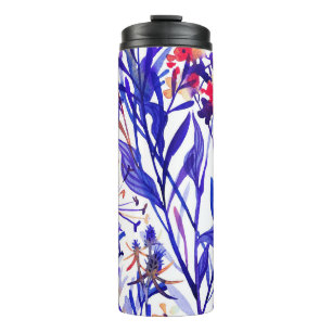 Opulent Watercolor Florals: Garten Hintergrund. Thermosbecher