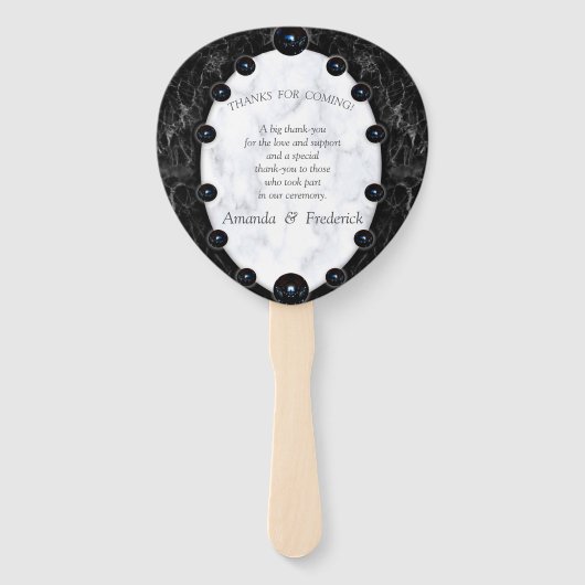 Opulent White & Black Marble Spheres Fächer (Rückseite)