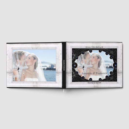 Opulent White & Black Marble Spheres Gästebuch (Voll)