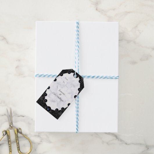 Opulent White & Black Marble Spheres Geschenkanhänger (Mit Garn)