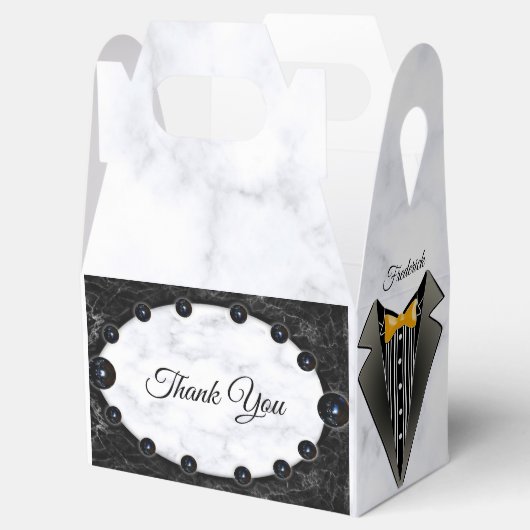 Opulent White & Black Marble Spheres Geschenkschachtel (Geöffnet)