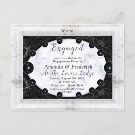 Opulent White & Black Marmor + Spheres Einladungspostkarte