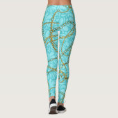 Opulente Aquamarine Leggings mit goldenen Ketten (Rückseite)