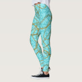 Opulente Aquamarine Leggings mit goldenen Ketten (Links)
