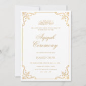 Opulente Baroque Frame Baby Boy Aqiqah Zeremonie Einladung (Vorderseite)