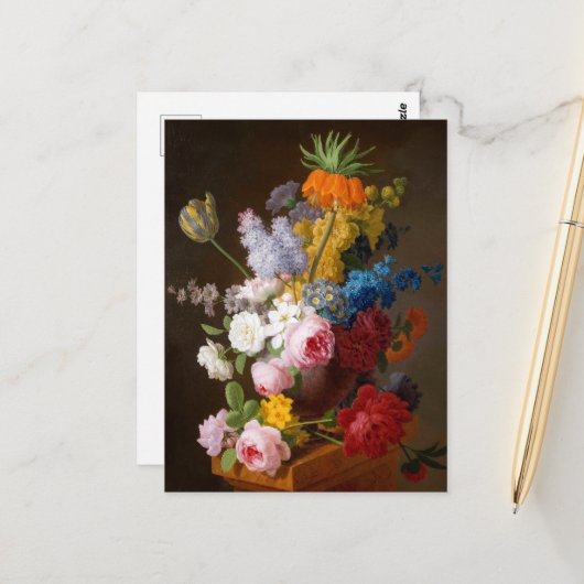 Opulente Blume Stillleben durch Faes Pieter Postkarte (Vorderseite/Rückseite Beispiel)