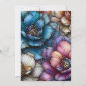 Opulente Blüten bei Hochzeiten mit Gold-Konturen Einladung (Rückseite)