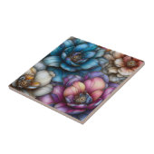 Opulente Blüten mit schimmernden Goldakzenten Fliese (Seite)