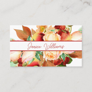 Opulente Erdbeeren und Blume Visitenkarte