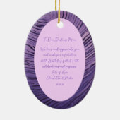 Opulente, gerippte Lila und rosa Mama 60. Geburtst Keramik Ornament (Hinten)