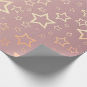 Opulente goldene Sterne auf rosa Muster Geschenkpapier (Ecke)
