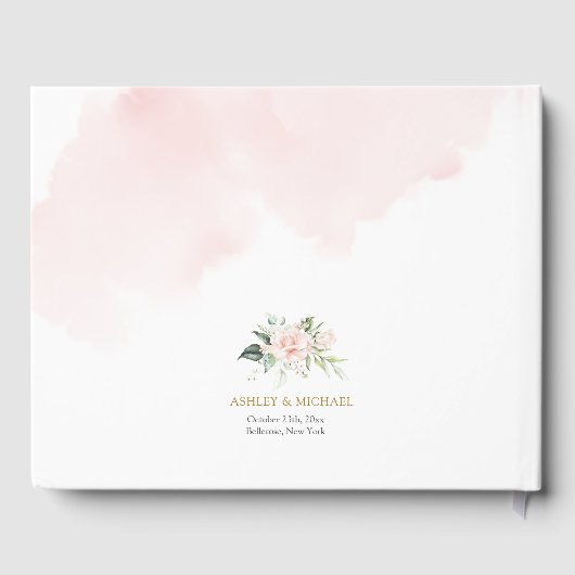 Opulente hellrosa Rose Goldhochzeit Gästebuch (Rückseite)