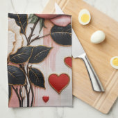 Opulente Herzen und Rose Geschirrtuch (Viertel Falte)