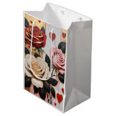 Opulente Herzen und Rose Mittlere Geschenktüte (Vorderseite Schrägansicht)