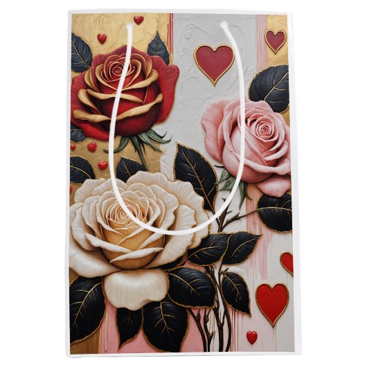 Opulente Herzen und Rose Mittlere Geschenktüte (Vorderseite)