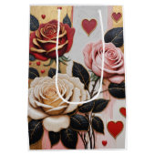 Opulente Herzen und Rose Mittlere Geschenktüte (Rückseite)