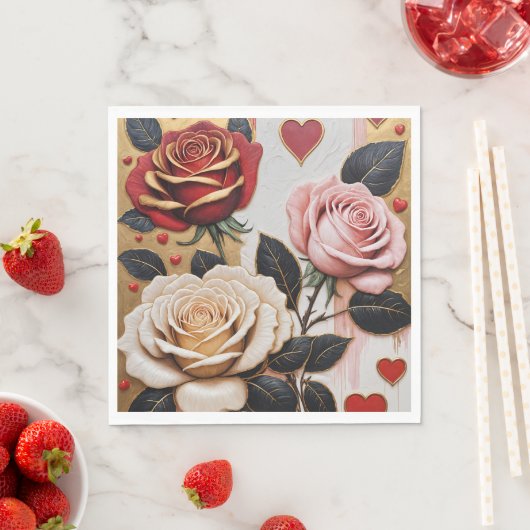 Opulente Herzen und Rose Serviette (Beispiel)