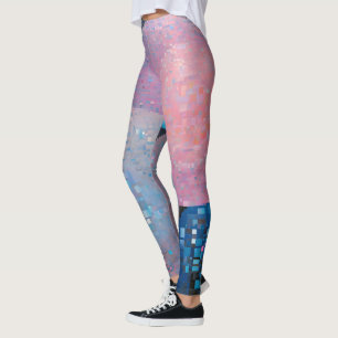 Opulente Ovale: Farbtöne von Blau und Rosa in Abst Leggings
