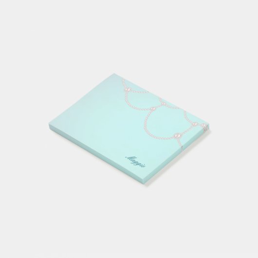Opulente Perlen und Aqua Post-it Klebezettel (angewinkelt)