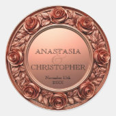 Opulente Rose Gold geschnitzte Rose Hochzeit an de Runder Aufkleber (Vorderseite)